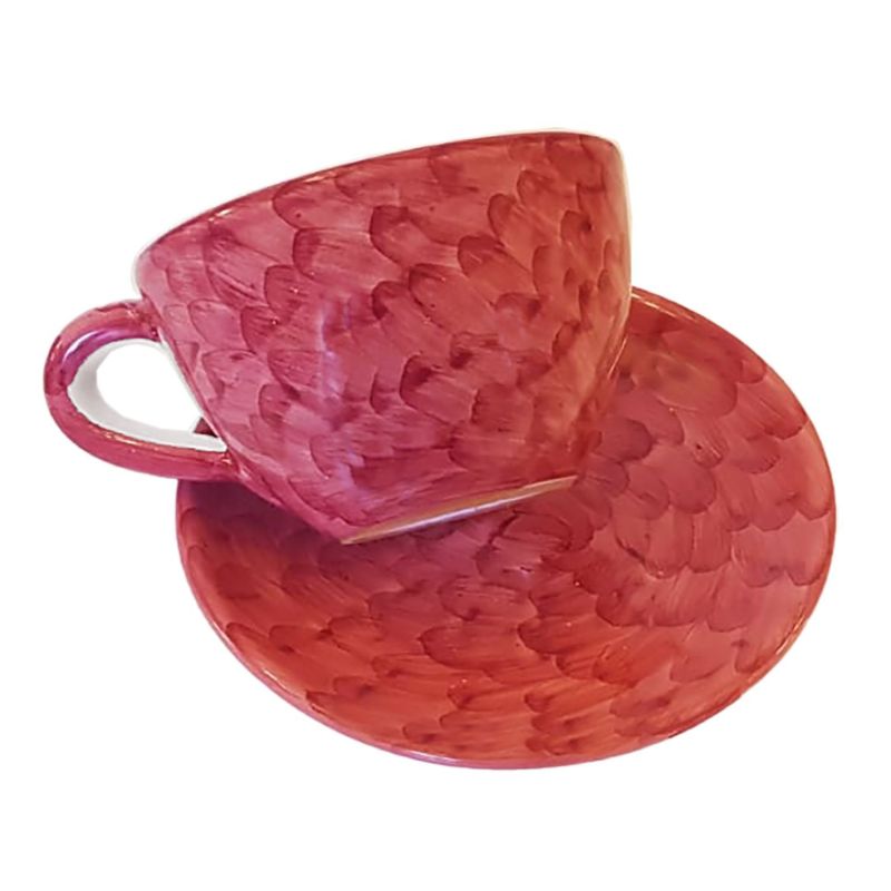 Tazza da latte/cappuccio/the più piatto linea Pennellato. Ceramica di Vietri dipinta a mano