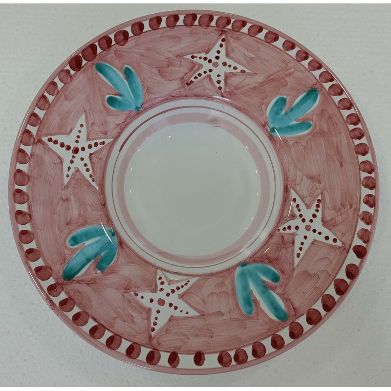 Priest's hat plate with brim. animal line. Vietri ceramic Hand painted