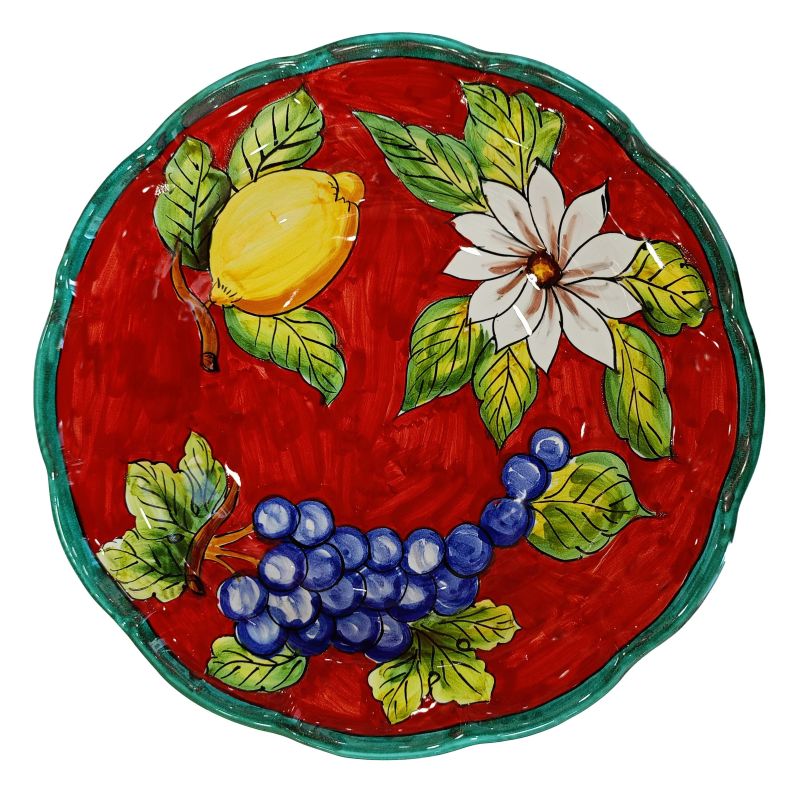 Bowl wave border Fruit line. Handpainted Vietri ceramic