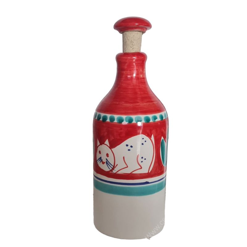 Oil cruet bottle Brushed line. Hand painted Vietri ceramic