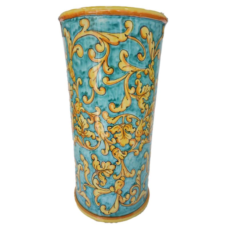 Umbrella stand vase. Baroque line, in hand-painted Vietri ceramic.