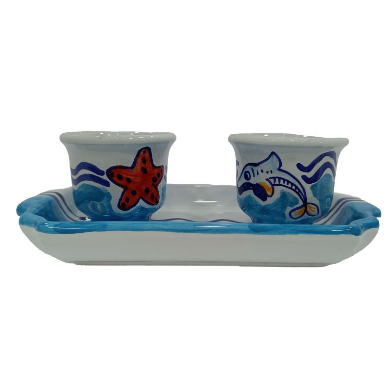 Set di tazzine con vassoio Bomboniera Ceramica di Vietri dipinta a mano. Idea Regalo