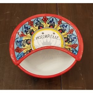 Porta mozzarella in ceramica Vietrese - Decoro Casette - CERAMICA VIETRESE  - Eccellenza Artigianale Made in Italy