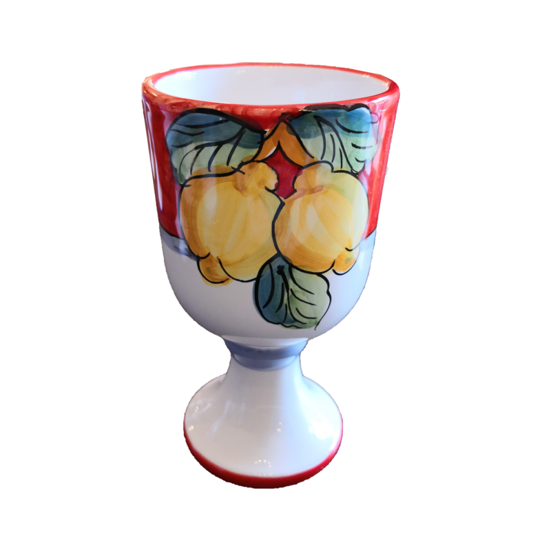 Chalice Fruit Line red, handpainted Vietri ceramic.