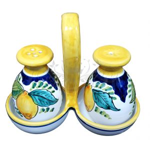 Set sale pepe Limoni giallo e blu. Ceramica di Vietri dipinta a mano