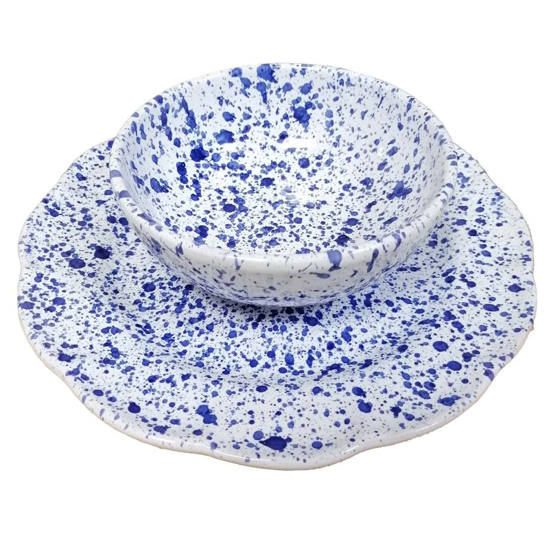 Coppa liscia piatto fondo fondina e piatto piano linea moderna Dipinto a mano Ceramica di vietri