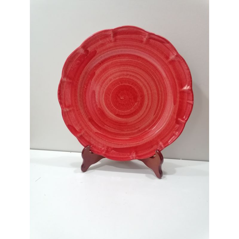 Dish, plate brushed line handpainted in Vietri ceramic dinner, fruit/dessert underplate