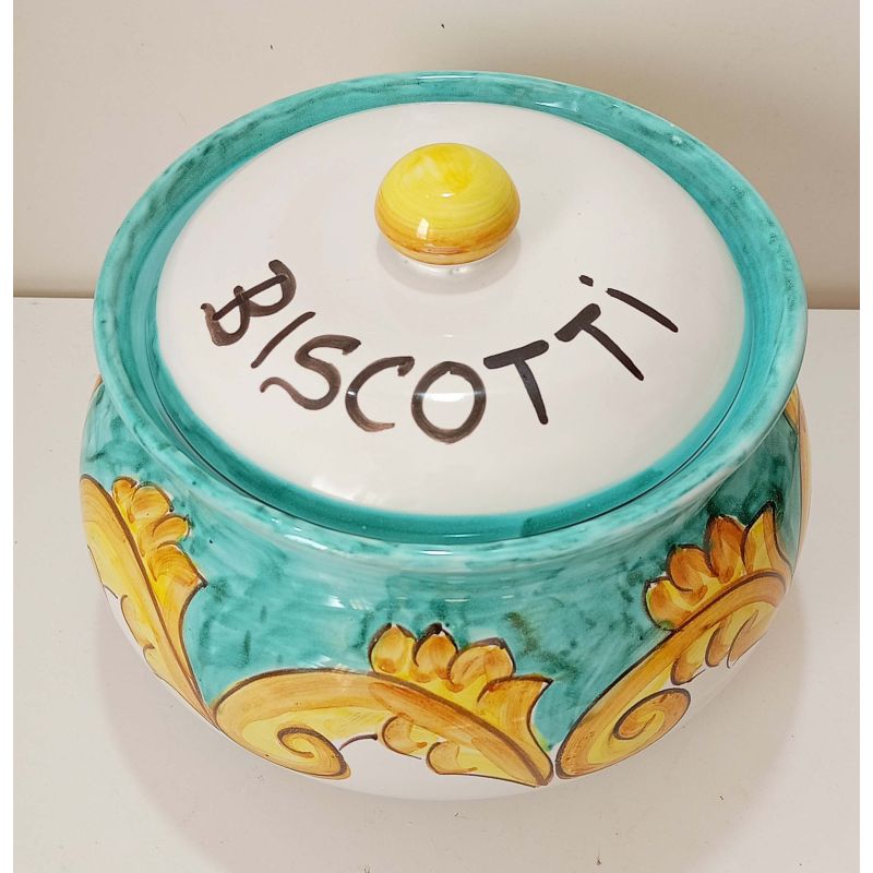 Biscottiera linea Barocco. Ceramica di Vietri dipinta a mano.