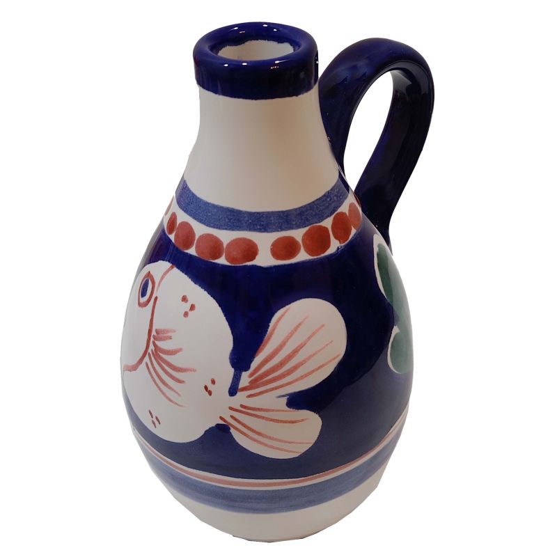 Cruet Vinegar Oil Bottle Vinegar Animal Line. Hand-painted Vietri ceramic